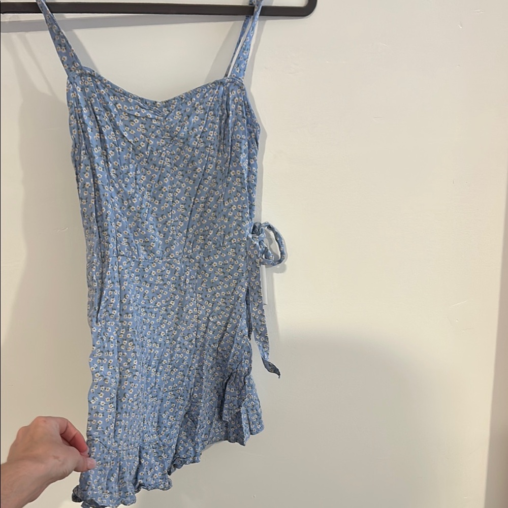 Hollister Floral Blue wrap around romper